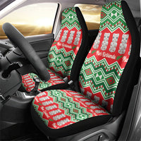 New Zealand Christmas In July Car Seat Cover Meri Kirihimete Hei Tiki Taniko Motifs Seamless LT14 - Polynesian Pride