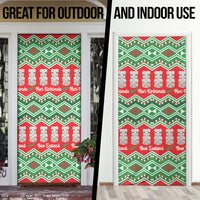 New Zealand Christmas In July Door Cover Meri Kirihimete Hei Tiki Taniko Motifs Seamless LT14 - Polynesian Pride