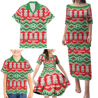 New Zealand Christmas In July Family Matching Puletasi and Hawaiian Shirt Meri Kirihimete Hei Tiki Taniko Motifs Seamless LT14 - Polynesian Pride