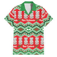 New Zealand Christmas In July Family Matching Short Sleeve Bodycon Dress and Hawaiian Shirt Meri Kirihimete Hei Tiki Taniko Motifs Seamless LT14 Dad's Shirt - Short Sleeve Red - Polynesian Pride
