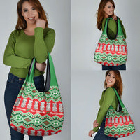 New Zealand Christmas In July Grocery Bag Meri Kirihimete Hei Tiki Taniko Motifs Seamless LT14 - Polynesian Pride