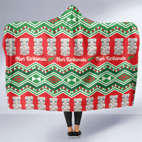 New Zealand Christmas In July Hooded Blanket Meri Kirihimete Hei Tiki Taniko Motifs Seamless LT14 One Size Red - Polynesian Pride