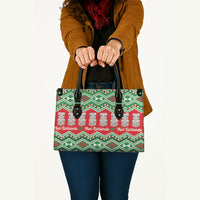 New Zealand Christmas In July Leather Bag Meri Kirihimete Hei Tiki Taniko Motifs Seamless LT14 - Polynesian Pride