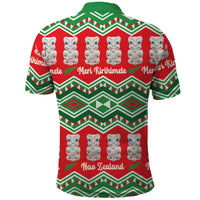 New Zealand Christmas In July Polo Shirt Meri Kirihimete Hei Tiki Taniko Motifs Seamless LT14 - Polynesian Pride