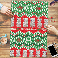 New Zealand Christmas In July Puzzle Meri Kirihimete Hei Tiki Taniko Motifs Seamless LT14 Red - Polynesian Pride