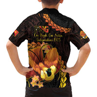 Papua New Guinea Independence Day Family Matching Off Shoulder Short Dress and Hawaiian Shirt 50th Anniversary Papua Niu Gini Bird Of Paradise LT14 - Polynesian Pride
