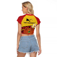 Papua New Guinea Independence Day Raglan Cropped T Shirt Since 1975 Unity In Diversity