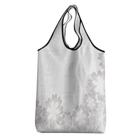 Tonga White Sunday Grocery Bag Manuia le Aso Sa o Tamaiti Heilala With Ngatu Pattern