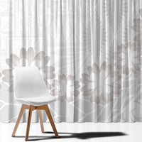 Tonga White Sunday Window Curtain Manuia le Aso Sa o Tamaiti Heilala With Ngatu Pattern