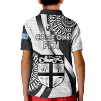 Fiji Rugby Kid Polo Shirt World Cup 2023 Go Champions Fijian Tapa Black Version LT14 - Polynesian Pride