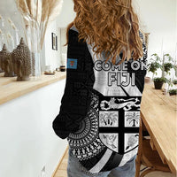 Fiji Rugby Women Casual Shirt World Cup 2023 Go Champions Fijian Tapa Black Version LT14 - Polynesian Pride