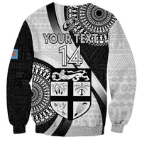Custom Fiji Rugby Sweatshirt World Cup 2023 Go Champions Fijian Tapa Black Version LT14 - Polynesian Pride