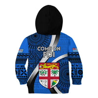 Fiji Rugby Kid Hoodie World Cup 2023 Go Champions Fijian Tapa Blue Version LT14 - Polynesian Pride