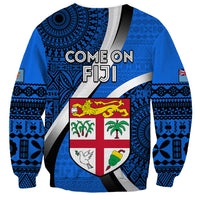 Fiji Rugby Sweatshirt World Cup 2023 Go Champions Fijian Tapa Blue Version LT14 - Polynesian Pride