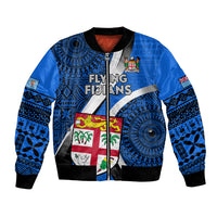 Custom Fiji Rugby Bomber Jacket World Cup 2023 Go Champions Fijian Tapa Blue Version LT14 Unisex Blue - Polynesian Pride