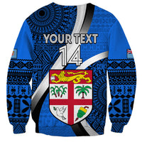 Custom Fiji Rugby Sweatshirt World Cup 2023 Go Champions Fijian Tapa Blue Version LT14 - Polynesian Pride