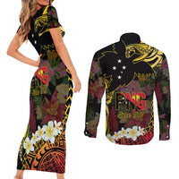 Papua New Guinea 50th Independence Anniversary Couples Matching Short Sleeve Bodycon Dress and Long Sleeve Button Shirt Independen Stet bilong Papua Niu Gini LT14 - Polynesian Pride