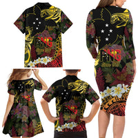 Papua New Guinea 50th Independence Anniversary Family Matching Long Sleeve Bodycon Dress and Hawaiian Shirt Independen Stet bilong Papua Niu Gini LT14