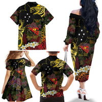 Papua New Guinea 50th Independence Anniversary Family Matching Off The Shoulder Long Sleeve Dress and Hawaiian Shirt Independen Stet bilong Papua Niu Gini LT14 - Polynesian Pride