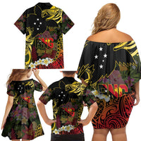 Papua New Guinea 50th Independence Anniversary Family Matching Off Shoulder Short Dress and Hawaiian Shirt Independen Stet bilong Papua Niu Gini LT14 - Polynesian Pride