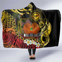 Papua New Guinea 50th Independence Anniversary Hooded Blanket Independen Stet bilong Papua Niu Gini LT14 One Size Black - Polynesian Pride