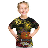 Papua New Guinea 50th Independence Anniversary Kid T Shirt Independen Stet bilong Papua Niu Gini LT14 Black - Polynesian Pride