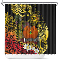 Papua New Guinea 50th Independence Anniversary Shower Curtain Independen Stet bilong Papua Niu Gini LT14 Black - Polynesian Pride