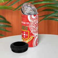 Personalised Kolisi Tonga 4 in 1 Can Cooler Tumbler Mate Maa Tonga Ngatu Pattern - Polynesian Pride
