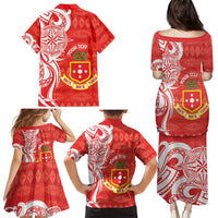 Personalised Kolisi Tonga Family Matching Puletasi and Hawaiian Shirt Mate Maa Tonga Ngatu Pattern - Polynesian Pride