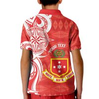 Personalised Kolisi Tonga Kid Polo Shirt Mate Maa Tonga Ngatu Pattern - Polynesian Pride