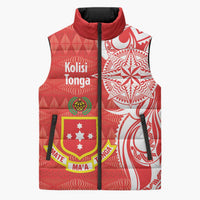 Personalised Kolisi Tonga Sleeveless Puffer Jacket Mate Maa Tonga Ngatu Pattern - Polynesian Pride