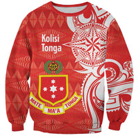 Personalised Kolisi Tonga Sweatshirt Mate Maa Tonga Ngatu Pattern - Polynesian Pride
