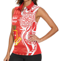 Personalised Kolisi Tonga Women Sleeveless Polo Shirt Mate Maa Tonga Ngatu Pattern - Polynesian Pride