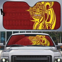 Personalised Tonga High School Auto Sun Shade THS Tongan Ngatu Pattern - Polynesian Pride