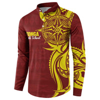 Personalised Tonga High School Button Sweatshirt THS Tongan Ngatu Pattern - Polynesian Pride