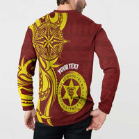 Personalised Tonga High School Button Sweatshirt THS Tongan Ngatu Pattern - Polynesian Pride