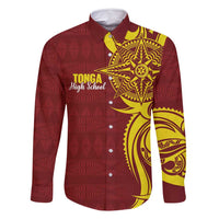 Personalised Tonga High School Family Matching Long Sleeve Bodycon Dress and Hawaiian Shirt THS Tongan Ngatu Pattern - Polynesian Pride