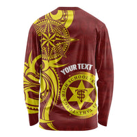 Personalised Tonga High School Long Sleeve Shirt THS Tongan Ngatu Pattern - Polynesian Pride