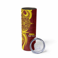 Personalised Tonga High School Skinny Tumbler THS Tongan Ngatu Pattern - Polynesian Pride