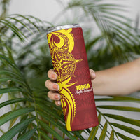 Personalised Tonga High School Skinny Tumbler THS Tongan Ngatu Pattern - Polynesian Pride