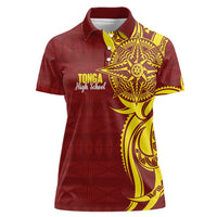 Personalised Tonga High School Women Polo Shirt THS Tongan Ngatu Pattern - Polynesian Pride