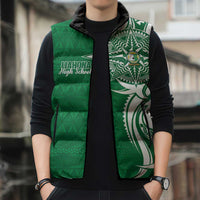 Personalised Liahona - Saineha High School Sleeveless Puffer Jacket Tongan Ngatu Pattern - Polynesian Pride
