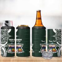 Personalised Tonga Takuilau College 4 in 1 Can Cooler Tumbler Est 1975 Tongan Ngatu Pattern - Polynesian Pride