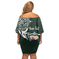 Personalised Tonga Takuilau College Family Matching Off Shoulder Short Dress and Hawaiian Shirt Est 1975 Tongan Ngatu Pattern - Polynesian Pride