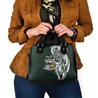Personalised Tonga Takuilau College Shoulder Handbag Est 1975 Tongan Ngatu Pattern - Polynesian Pride