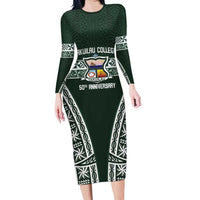 Personalised Tonga Takuilau College Family Matching Long Sleeve Bodycon Dress and Hawaiian Shirt 50th Anniversary Ngatu Kupesi - Polynesian Pride
