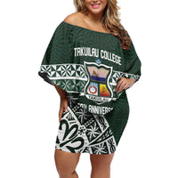 Personalised Tonga Takuilau College Family Matching Off Shoulder Short Dress and Hawaiian Shirt 50th Anniversary Ngatu Kupesi - Polynesian Pride