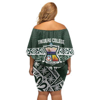 Personalised Tonga Takuilau College Family Matching Off Shoulder Short Dress and Hawaiian Shirt 50th Anniversary Ngatu Kupesi - Polynesian Pride