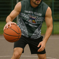 Personalised Tonga Takuilau College Sleeveless Hoodie 50th Anniversary Ngatu Kupesi - Polynesian Pride