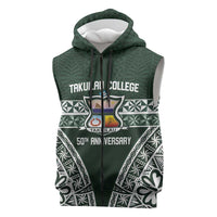 Personalised Tonga Takuilau College Sleeveless Zip Hoodie 50th Anniversary Ngatu Kupesi - Polynesian Pride